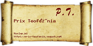 Prix Teofánia névjegykártya